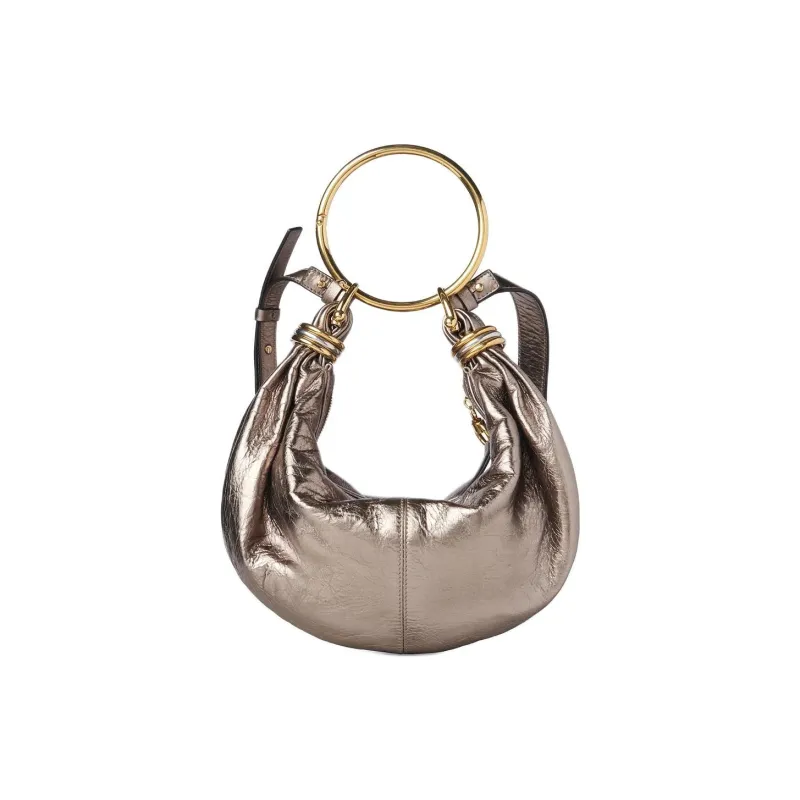 Chloe Calfskin Hobo Bag, Shoulder Bag, Crossbody Handbag Trumpets Women's Bright Gray-0