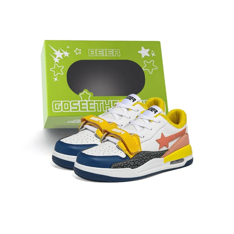 BEIER Stars Collection Couple Versatile Height Increasing Slip-Resistant Low-Top Skateboard Shoes Unisex-38