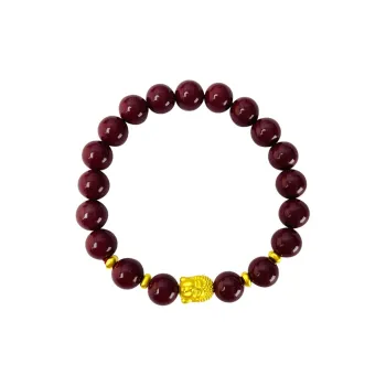 Love Zodiac Year Double Sided Buddha Cinnabar # Good Luck 999 Solid Gold Fixed Price Gold Bracelet Women's