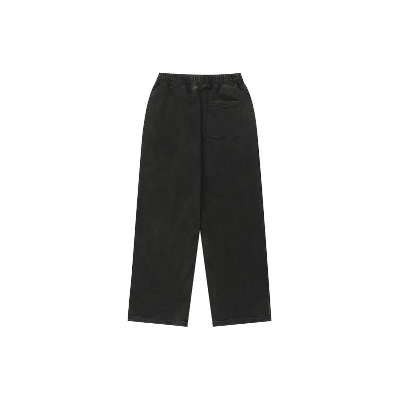 LUJIAMEN Knitted Sports Pants Unisex Washed Black-1