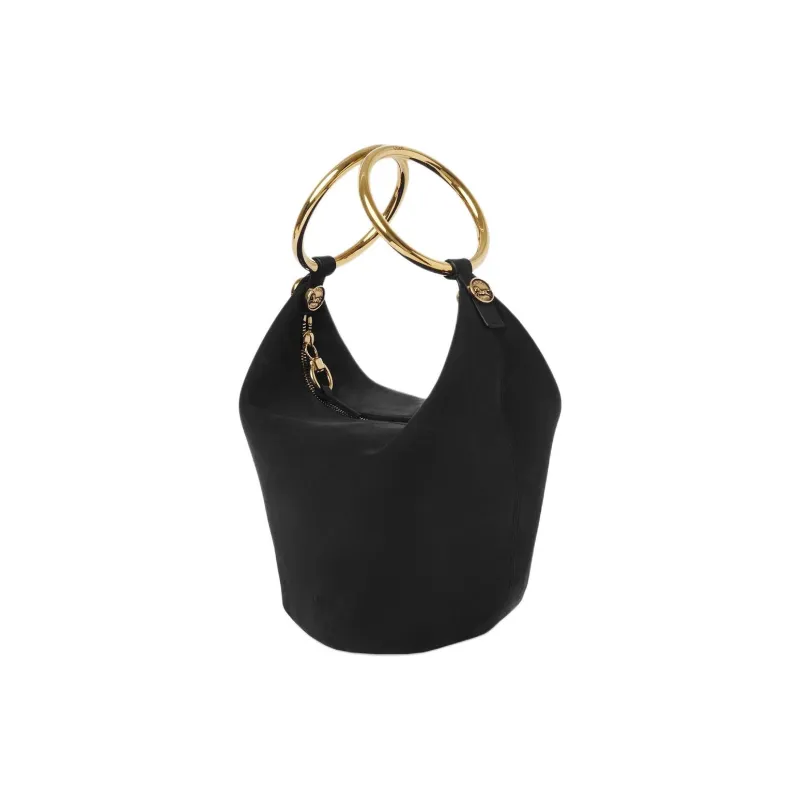 Chloe Suede Goat Leather Handbag Shoulder Bag Small Size Women's Black-2