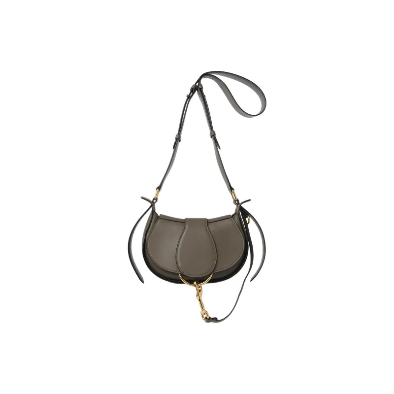 Chloe Smooth Calf Leather Shoulder Bag Crossbody Bag Small Size Women's Flannel Gray-1