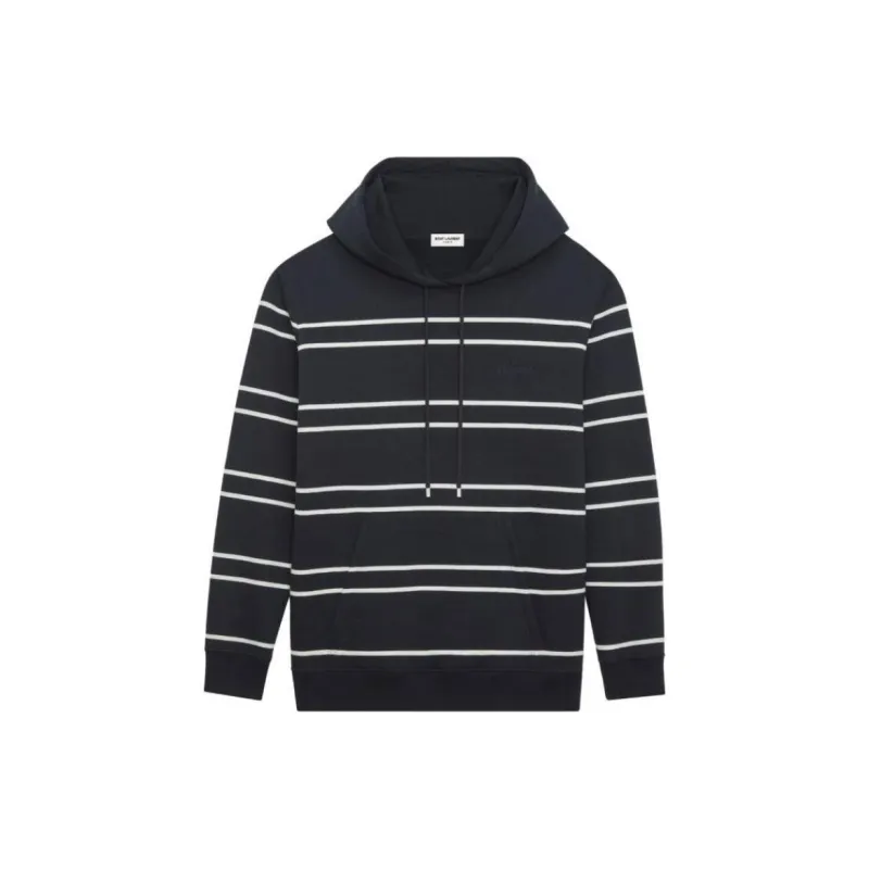 SAINT LAURENT Stripe Detailed Drawstring Hoodie-0