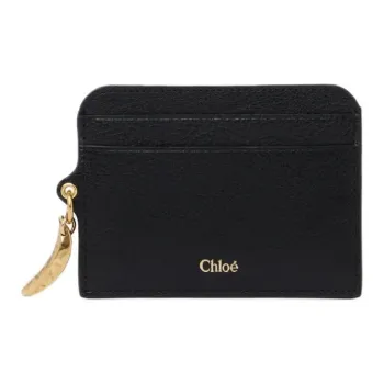 Chloe Shiny Grained Calfskin Card Holder Women's Black