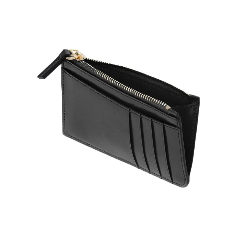 Chloe Shiny Calfskin Card Holder Wallet Small Size Women's Black-3
