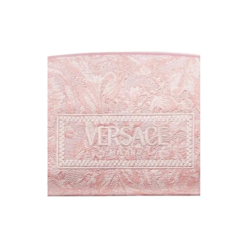 VERSACE Barocco Jacquard Fabric Canvas With Leather Makeup Bag Women's Pink-3