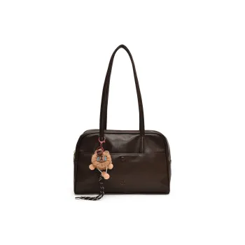 Meow In The Grass PU Handbag Shoulder Bag Regular Women's Brown/Black