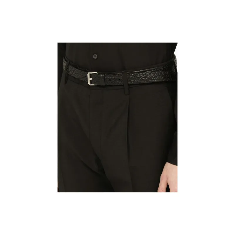 PRADA Calfskin Leather Belts Men's Black  -4