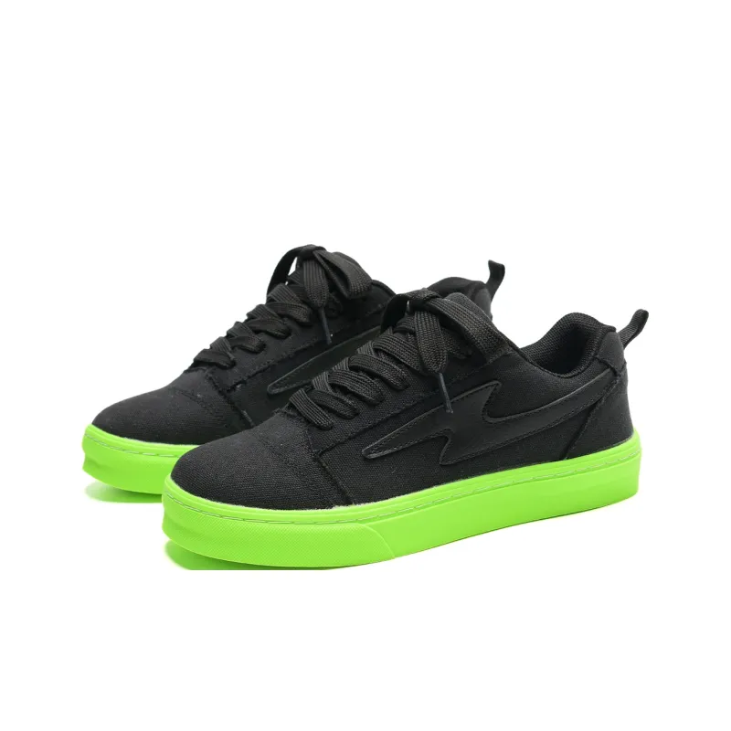 Circle Small Coverage, Cushioning, Abrasion Resistant, Lightweight Low Top Skateboard Shoes Unisex Black Green-1