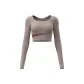 Peach Multicolor Long-Sleeved-Milk Tea Gray