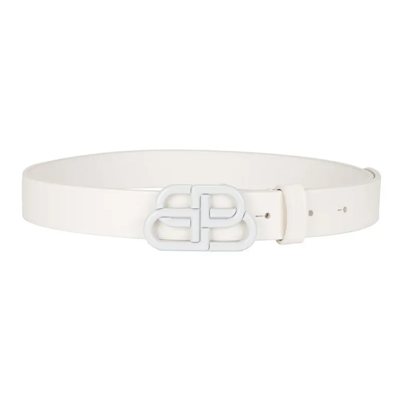 Balenciaga Genuine Leather Leather Belts Women's White Width: 3CM-1