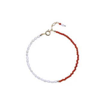 IDOKAWA Freshwater Pearl Bracelets Women's Red White