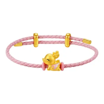 D.Get Christmas Collection 3D Deer, Cute Deer Fortune Bead Bracelet Solid Gold 999 Priced In Gram Gold Bracelet Unisex