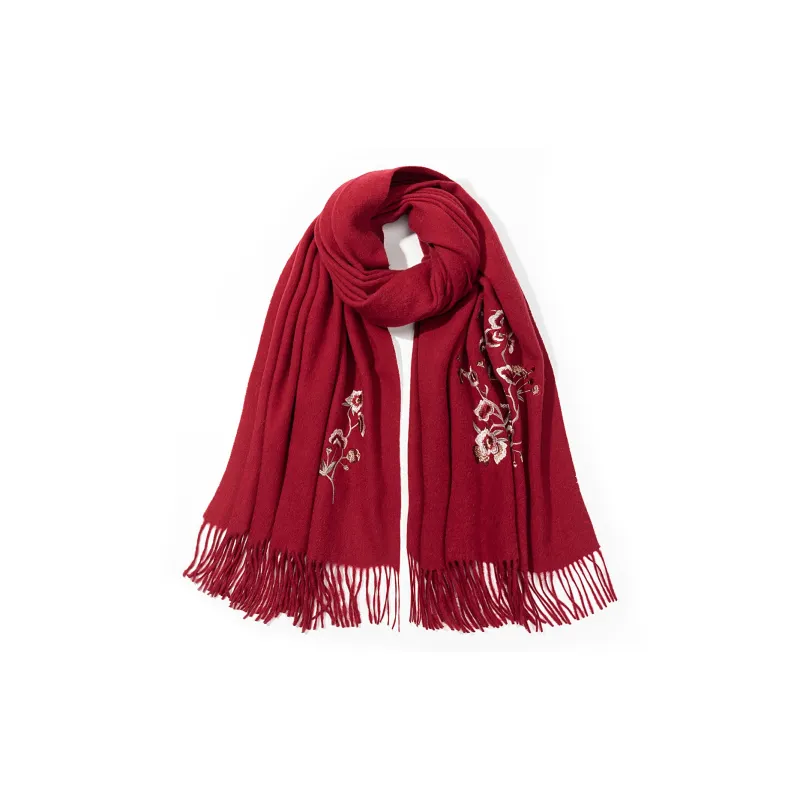 Shanghai Story Sheep Wool Knit Scarves Women's 3 Colors Available For Selection-0