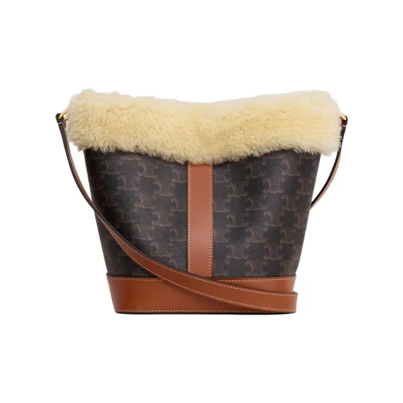 CELINE Cow Leather Crossbody Bag, Shoulder Bag Trumpets Women's Tawny-2