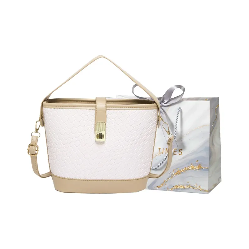Miss Angel PU Bucket Bag, One Shoulder Handbag Women's Multicolor-14