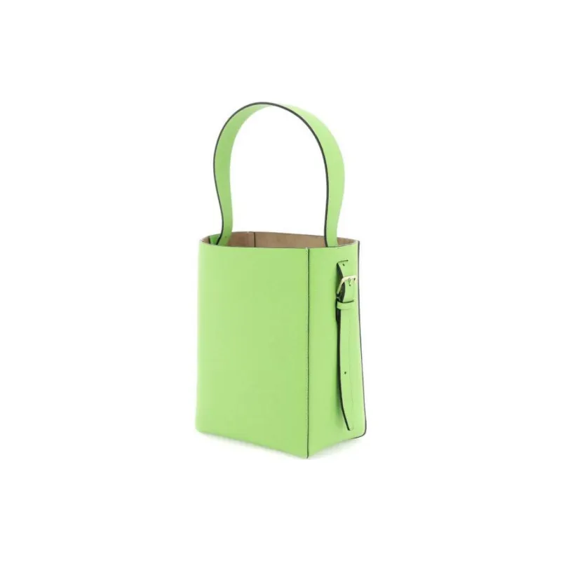 Valextra Millepunte Calfskin Bucket Bags One Shoulder Handbags Mini Women's Apple Green-2