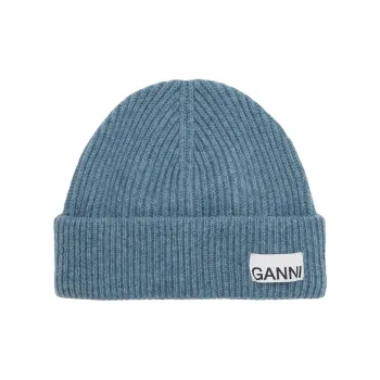 GANNI Logo patch Beanie