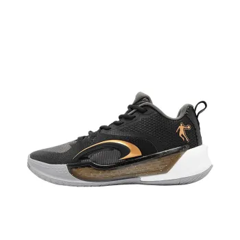 QIAODAN Battle Sword 7 TEAM Cushioned Slip Resistant Mid Top Q KUNGFU LIGHT Basketball Shoes Men's Black Gray