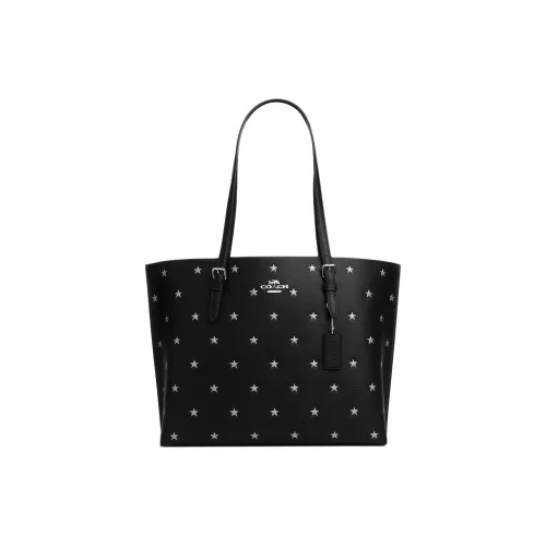 COACH Mollie Double Sided Leather tote MONO Bag, Shopping Bag, Shoulder Bag, Handbag Tubas Women's Black