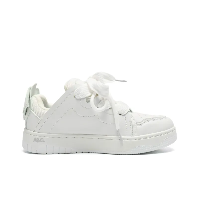 ABCIO Anti Slip Wear Resistant Low Top Skateboard Shoes Women's White Red-10