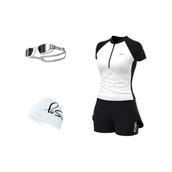 TOSWIM Swim Set Three Piece Set Women's Primordial Black White