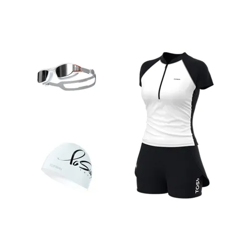 TOSWIM Swim Set Three Piece Set Women's Primordial Black White