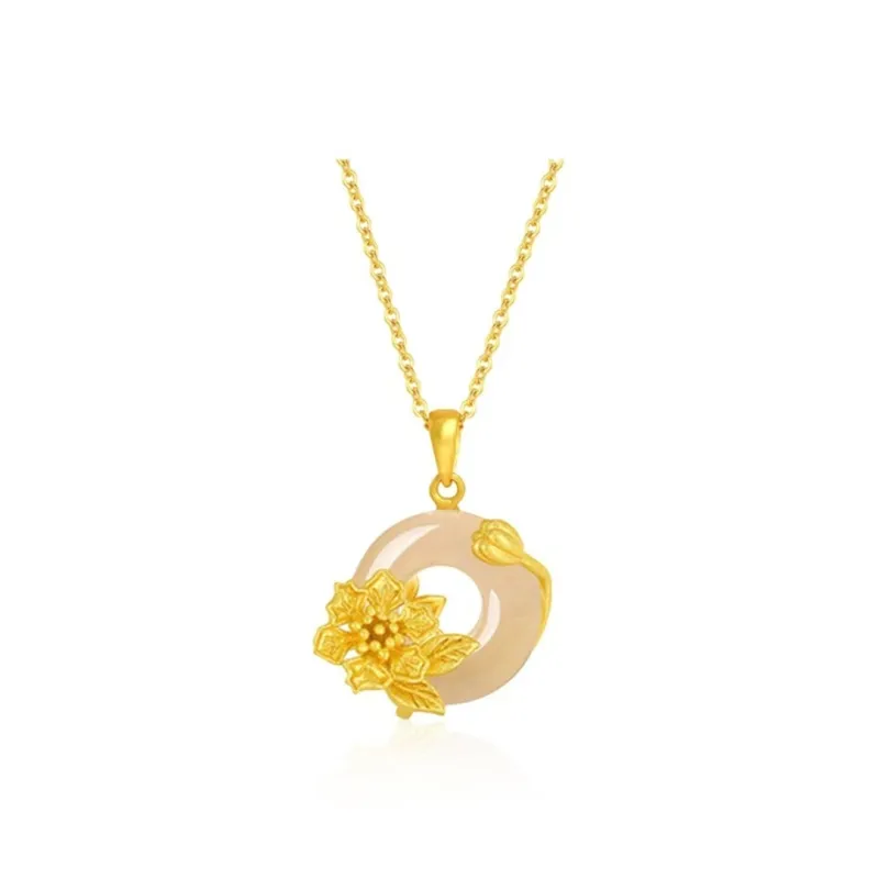 Atsuyama Natural Chalcedony Peace Buckle Necklace Unisex-12