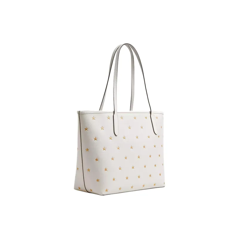 COACH City Double Sided Leather One Shoulder Handbag Tubas Women's Chalk White-1