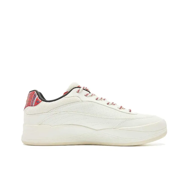 QIAODAN Sunrise Skateboard Shoes Men Low Top White Red-1