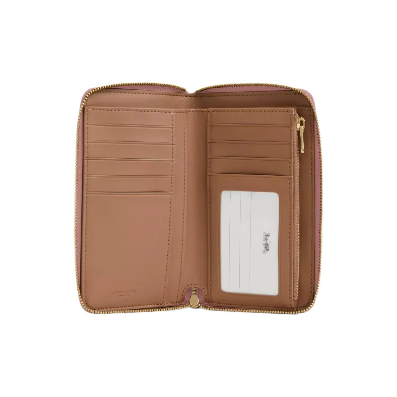 COACH Coated Canvas Wallet Trumpets Women's Tan & Pink-1