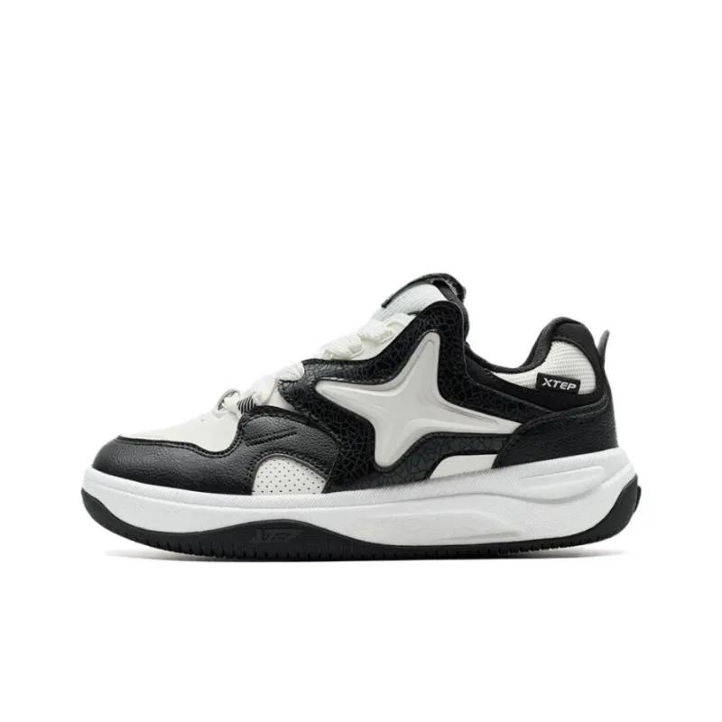 XTEP Star X Anti Slip Wear Resistant Low Top Skateboard Shoes Women's Black White-0