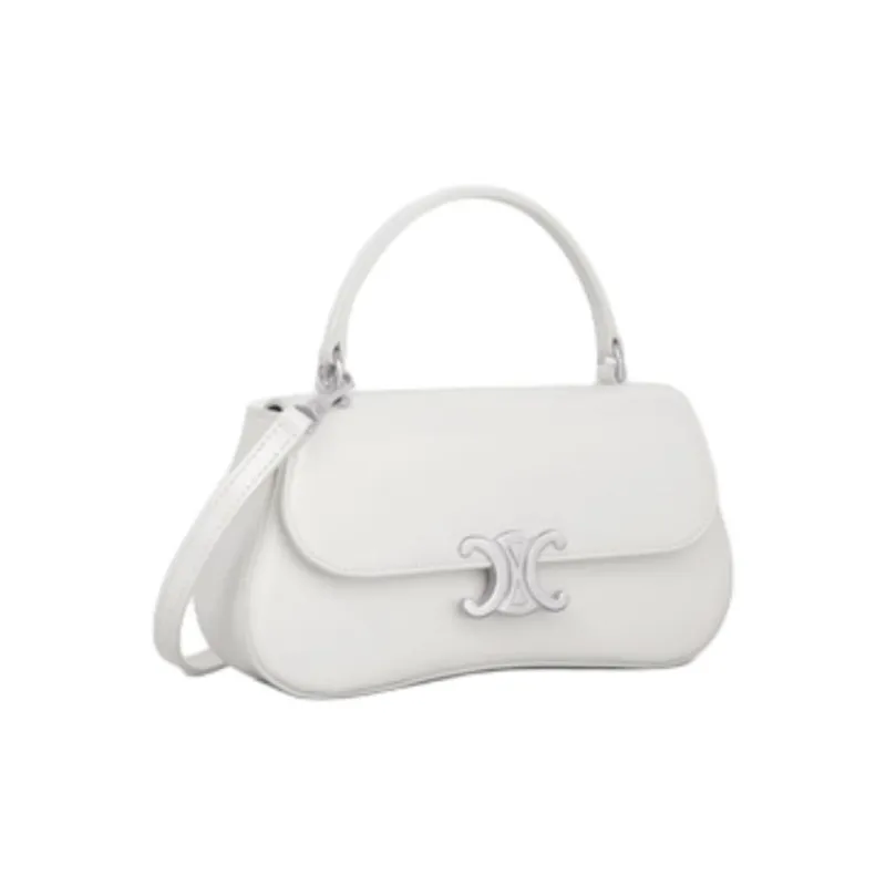 CELINE Shiny Cow Leather Shoulder Bag Crossbody Bag Handbag Women's White-1