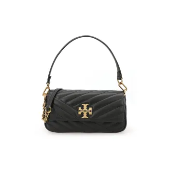 TORY BURCH Kira Human Shaped Quilted Leather Shoulder Bag Handbag Baguette Bag Women's Black