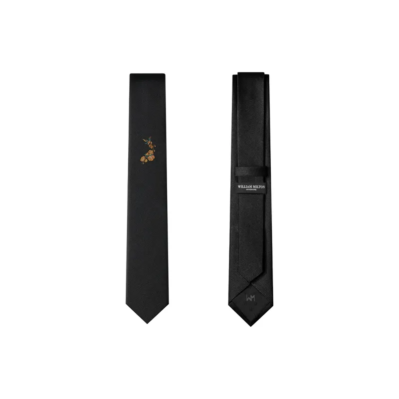 WILLIAM MILTON Mulberry Silk Ties Men's Black Accessories Business Casual Gift Box Set-5