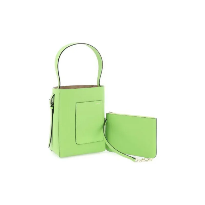 Valextra Millepunte Calfskin Bucket Bags One Shoulder Handbags Mini Women's Apple Green-1