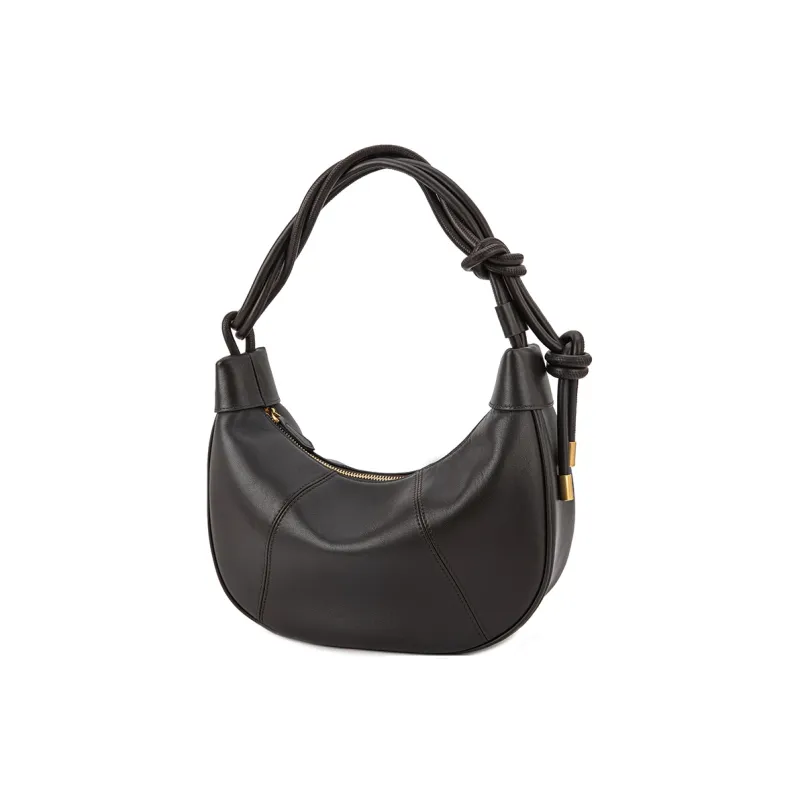 VENOF Cow Leather Dumpling Bag Shoulder Bag Small Size Women's Brown/Nordic Brown/Pall Black/Farouk Red-6