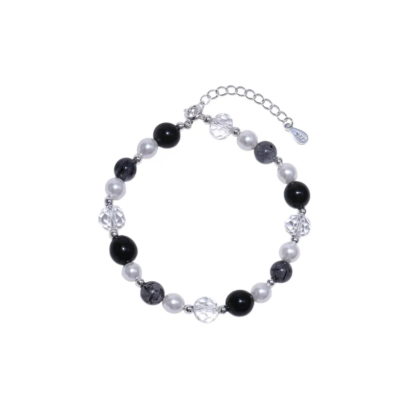 IDOKAWA Freshwater Pearl Bracelets Women's Black White Transparent-0