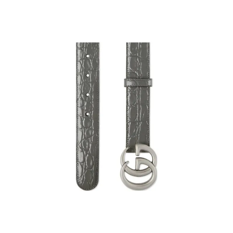 GUCCI Leather Belts Men's Gray Width 3CM-2