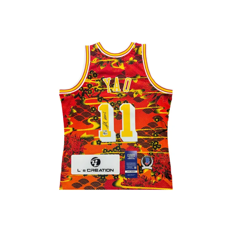 L's Creation Basketball Fan Supplies Mingwen Signature-HOF16 USASM Certificate Red And Yellow Color Scheme Unisex-1