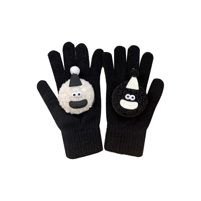 MUSTKOO Knitted Fabric Knit Gloves Women's-1