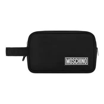 MOSCHINO Polyester Spandex Clutch Storage Bag Makeup Bag Women's Black