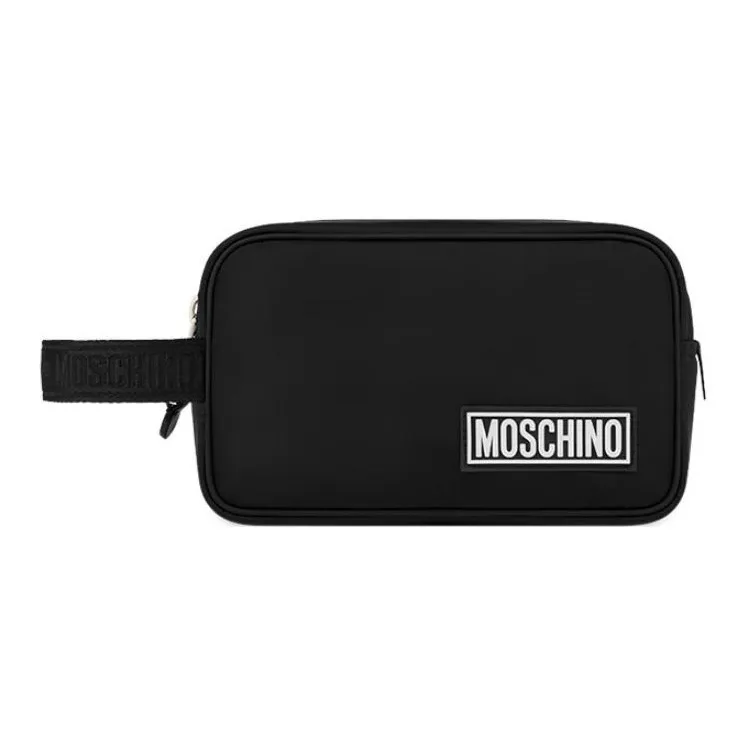 MOSCHINO Polyester Spandex Clutch Storage Bag Makeup Bag Women's Black-0