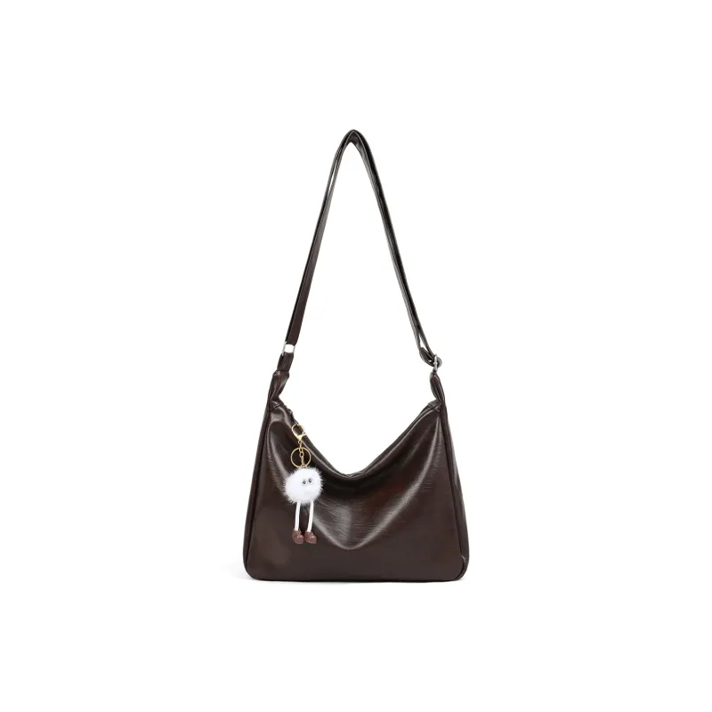 PT'SON Synthetic Leather Underarm Shoulder Bag Regular Women's Coffee/Black-4