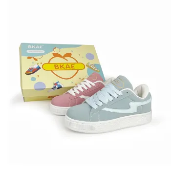 BKAE Anti Slip And Wear Resistant Lightweight Low Top Skateboard Shoes Unisex Pink Gray Mismatched