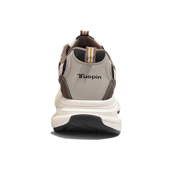 TUOPIN Chunky Sneakers Unisex Low Top Beige Brown/Black White-2