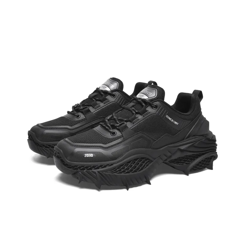 Cabbeen Low Top Chunky Sneakers Men's Black-2