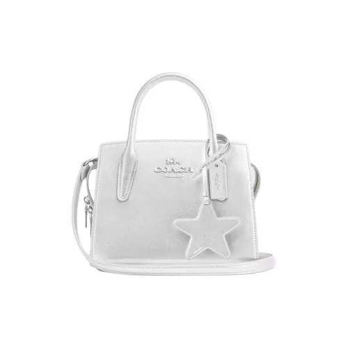 COACH Leather Shoulder Bag, Crossbody Bag, Handbag Small Size Women's Light Silver