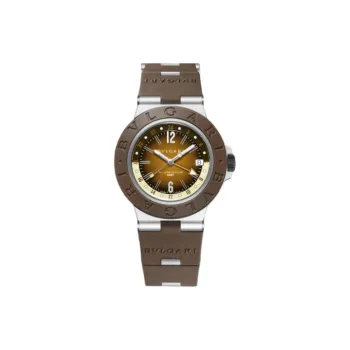 BVLGARI ALUMINIUM Collection Wrist Watch Automatic Mechanical Movement Rubber Strap 40mm Tan Watch Dial Men's Watches