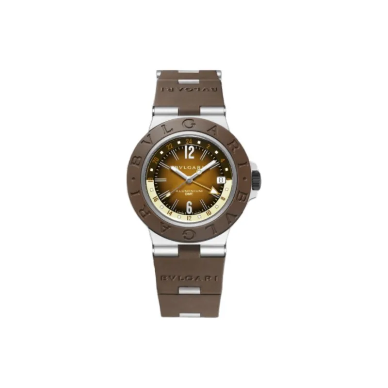 BVLGARI ALUMINIUM Collection Wrist Watch Automatic Mechanical Movement Rubber Strap 40mm Tan Watch Dial Men's Watches-0